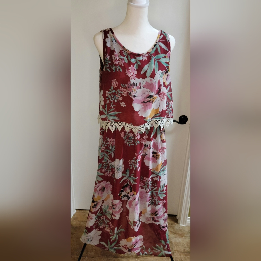 Boho || Robert Louis || Magenta Floral Maxi Dress